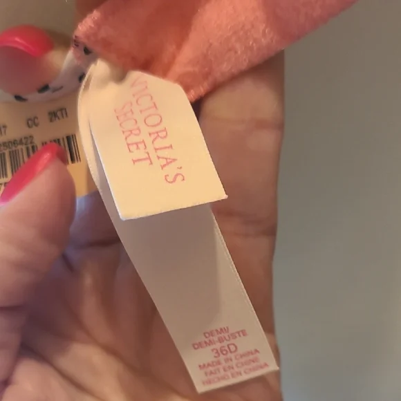 Victoria's Secret Black and White Dog Print Bra with Pink Straps - Picture 2 of 11